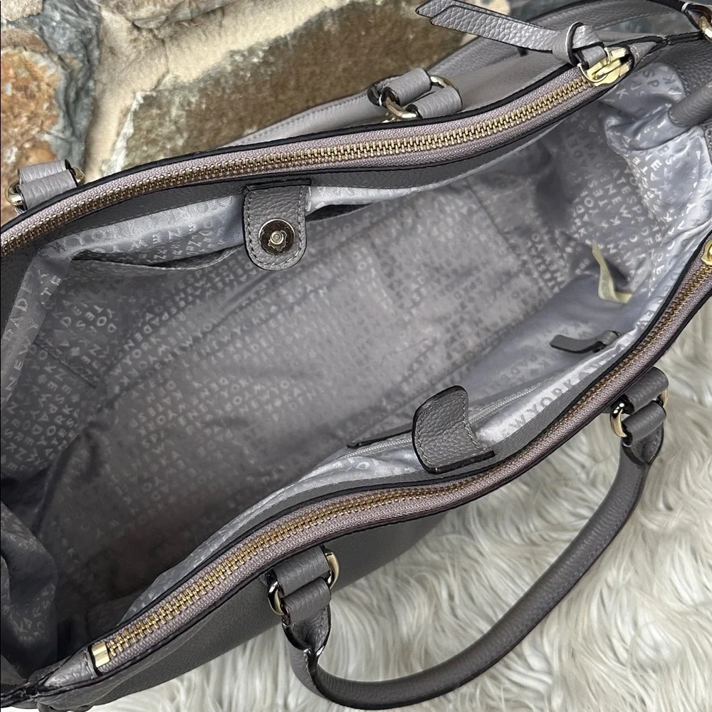 Kate Spade New York Pebbled Leather Satchel Tote in Warm Gray